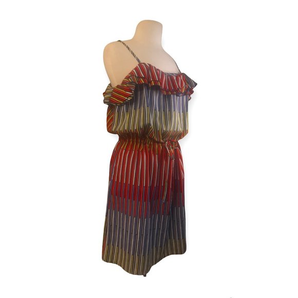 GAP RUFFLED MULTI STRIPED Tiered Ruffle Summer DRESS! Size XL! - Picture 2 of 6